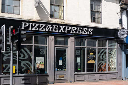 EAST GRINSTEAD, WEST SUSSEX/UK - MAY 5 : Shops closed because of the lockdown due to coronavirus in...