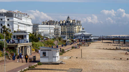 EASTBOURNE, EAST SUSSEX/UK - JUNE 16 : View of the Promenade  in Eastbourne on June 16, 2020. Unidentified peopleのeditorial素材