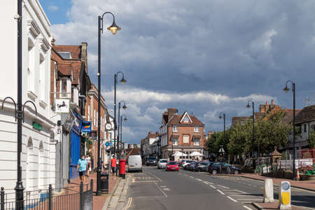 EAST GRINSTEAD, WEST SUSSEX/UK - AUGUST 3 : View of shops in the High Street in East Grinstead on...