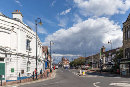 EAST GRINSTEAD, WEST SUSSEX/UK - AUGUST 3 : View of shops in the High Street in East Grinstead on...