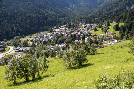 FALCADE, VENETO/ITALY - AUGUST 11 :  View down to Falcade, Veneto, Italy on August 11, 2020のeditorial素材