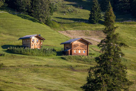 FIE ALLO SCILIAR, SOUTH TYROL/ITALY - AUGUST 8 : View of typical tyrolean buildings near Fie allo Sciliar, South Tyrol, Italy on August 8, 2020のeditorial素材