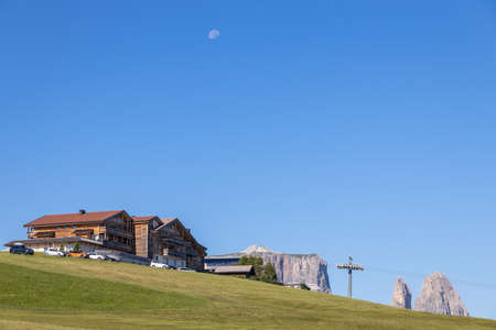 FIE ALLO SCILIAR, SOUTH TYROL/ITALY - AUGUST 8 : View of the Panorama chair lift station near Fie allo Sciliar, South Tyrol, Italy on August 8, 2020のeditorial素材
