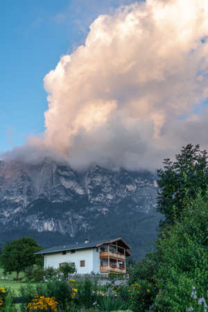 FIE ALLO SCILIAR, SOUTH TYROL/ITALY - AUGUST 7 : View of the Dolomites from Fie allo Sciliar, South Tyrol, Italy on August 7, 2020のeditorial素材