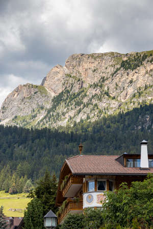 SELVA, SOUTH TYROL/ITALY - AUGUST 8 :  Typical tyrolean building in Selva, South Tyrol, Italy on August 8, 2020のeditorial素材