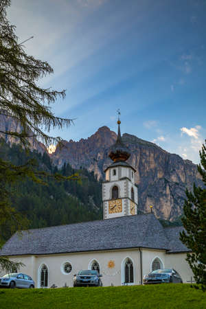 COLFOSCO, SOUTH TYROL/ITALY - AUGUST 8 :   View of the Parish Church of St. Vigilius in Colfosco, South Tyrol, Italy on August 8, 2020のeditorial素材