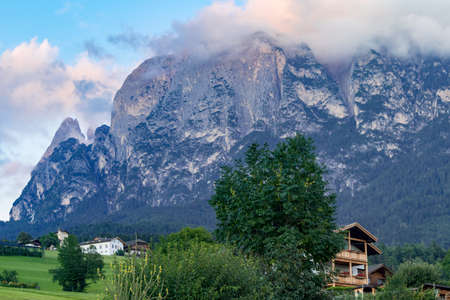 FIE ALLO SCILIAR, SOUTH TYROL/ITALY - AUGUST 7 : View of the Dolomites from Fie allo Sciliar, South Tyrol, Italy on August 7, 2020のeditorial素材