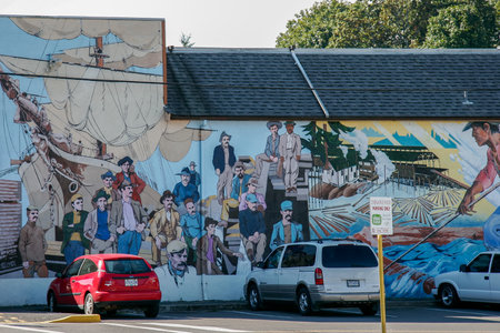 CHEMAINUS, VANCOUVER ISLAND, CANADA - AUGUST 13 : Mural in Chemainus Vancouver Island on August 12, 2007のeditorial素材