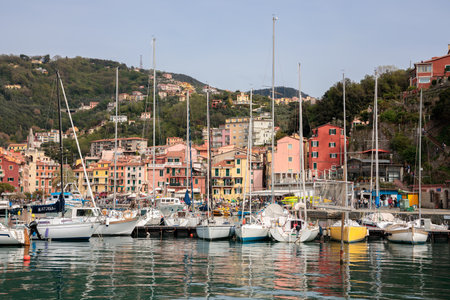 LERICI, LIGURIA/ITALY  - APRIL 21 : Boats in the harbour in Lerici in Liguria Italy on April 21, 2019. Unidentified peopleのeditorial素材