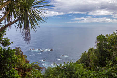 Sea view from a headland in the South Island of New Zealandの写真素材