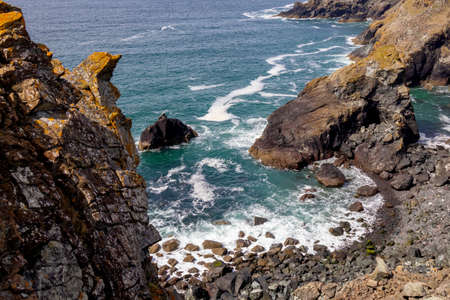 Rugged coastal scenery at Kynance Cove in Cornwall