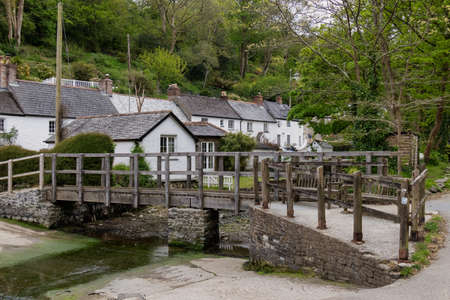 HELSTON, CORNWALL, UK - MAY 14 : Wooden bridge over the stream in Helston, Cornwall on May 14, 2021のeditorial素材
