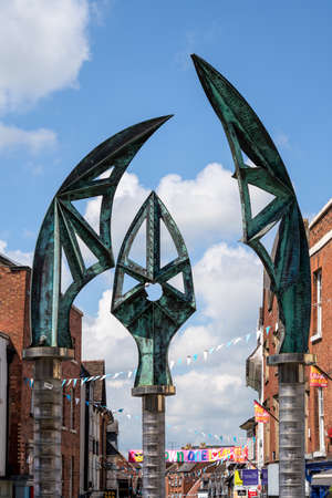 SHREWSBURY, SHROPSHIRE, UK - JULY 13 : Modern artwork in Shrewsbury, Shropshire on July 13, 2021