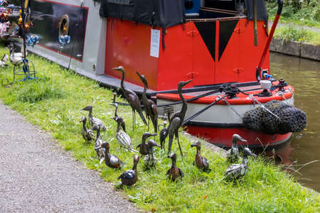 TREVOR WREXHAM, WALES - JULY 15 : Selling hand made goods on the LLangollen Canal near Trevor, Wrexham, Wales, UK on July 15, 2021のeditorial素材