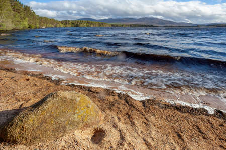 Choppy water on Loch Garten in Scotlandの写真素材