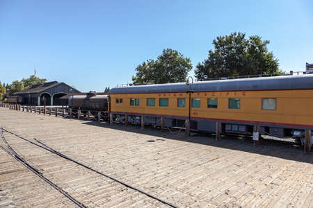 SACRAMENTO, CALIFORNIA, USA - AUGUST 5 : Union Pacific train in Sacramento, California, USA on...