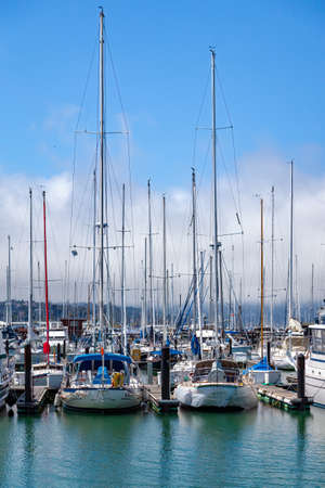 SAUSALITO, CALIFORNIA, USA - AUGUST 6 : Boats in the marina at Sausalito, California USA on August 6, 2011のeditorial素材