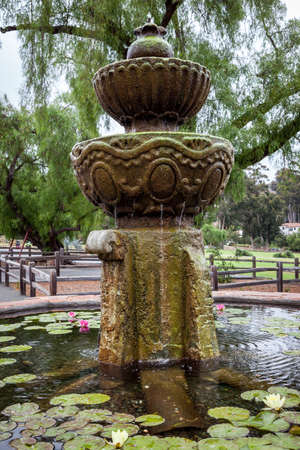 SANTA BARBARA, CALIFORNIA, USA - AUGUST 10 : Fountain in a lily pond in Santa Barbara, California, USA on August 10, 2011のeditorial素材