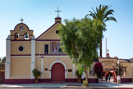 LOS ANGELES, CALIFORNIA, USA - AUGUST 10 : Our Lady Queen of Angels Catholic Church in Los Angeles,...