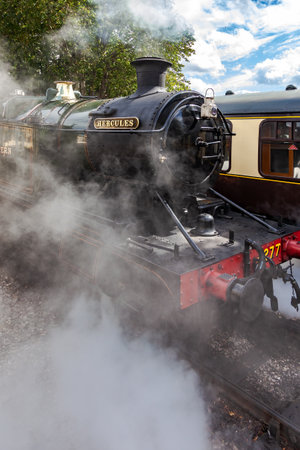 PAIGNTON DEVON, UK - JULY 28 : 4277 BR Steam Locomotive GWR 4200 Class 2-8-0T Tank Engine at Paignton Devon on July 28, 2012のeditorial素材