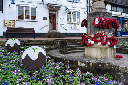 EAST GRINSTEAD,  WEST SUSSEX, UK - DECEMBER 9: Christmas decoratons in East Grinstead, West Sussex on December 9, 2021のeditorial素材