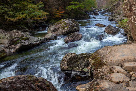 Rapids along the Glaslyn River in autumn