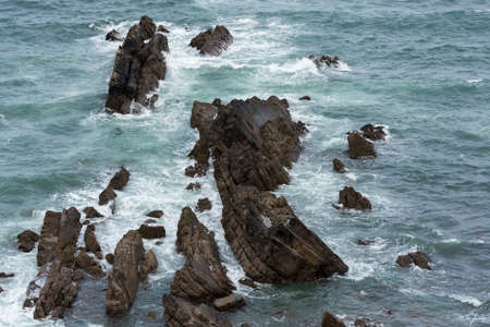 Dramatic rocky coastline at Bude in Cornwall