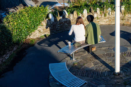 ILFRACOMBE, DEVON, UK - OCTOBER 19 : Coffee break in Ilfracombe, Devon on October 19, 2013. Two...