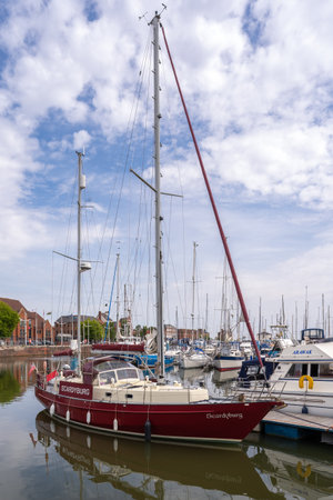 KINGSTON UPON HULL,  YORKSHIRE, UK - JULY 17: View of boats in the maina at Kingston upon Hull on July 17, 2022のeditorial素材