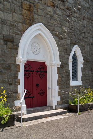 Bala, Gwynedd, Wales - May 26 : Entrance to Bala Presbyterian Chuch of Wales in Gwynedd, Wales on May 26, 2023のeditorial素材