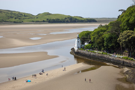 Portmeirion, Minffordd, Penrhyndeudraeth, Gwynedd, Wales - May 28 : View of architecture and the...