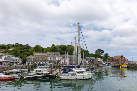Padstow, Cornwall, UK - June 11. View of the harbour in Padstow, Cornwall on June 11, 2023. Unidentified peopleのeditorial素材