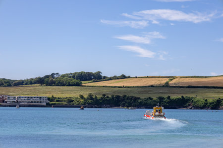 Rock, Cornwall, UK - June 12. View of the ferry at Rock, Cornwall on June 12, 2023のeditorial素材