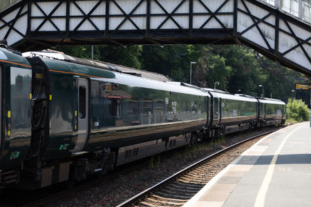 Bodmin, Cornwall, UK - June 13. High speed GWR  train at Bodmin General railway station in Bodmin, Cornwall on June 13, 2023のeditorial素材