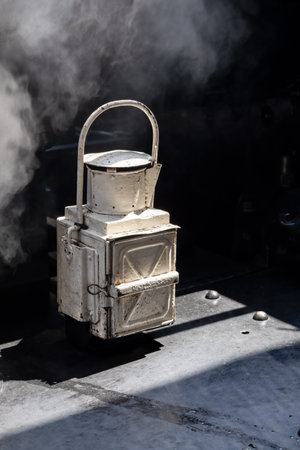 Boscarne, Cornwall, UK - June 13. Lamp on a steam train at Boscarne junction in Bodmin, Cornwall on June 13, 2023のeditorial素材