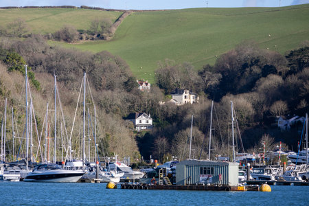 Dartmouth, Devon, UK - January 18. Boats in the River Dart in Dartmouth, Devon on January 18, 2024