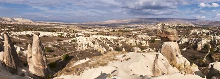 A mushroom rocks, also called rock pedestals, or Fairy chimneys at the valley near Urgup,...