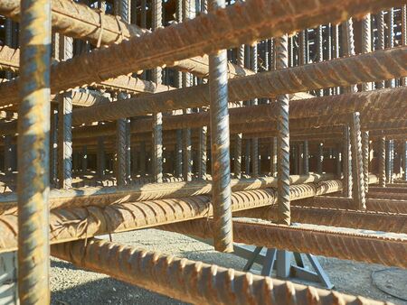 Steel grid of spatial reinforcement metal frame.の写真素材