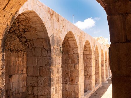 Gallery at the ancient fortress with arched ceilings. Kizkalesi, Mersin province, Turkey.