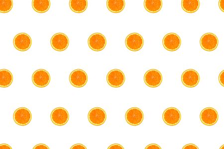 orange halves isolated on white seamless patternの写真素材