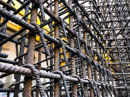 Metal framework of concrete monolithic structure.Reinforcement of concrete walls