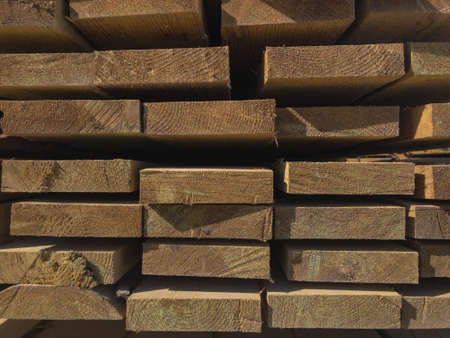 Stack of edged boards. Outdoor warehouse of lumberの写真素材