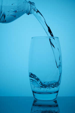 Pure still water pours to glass