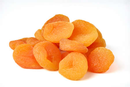Dried apricots isolated on white backgroundの写真素材