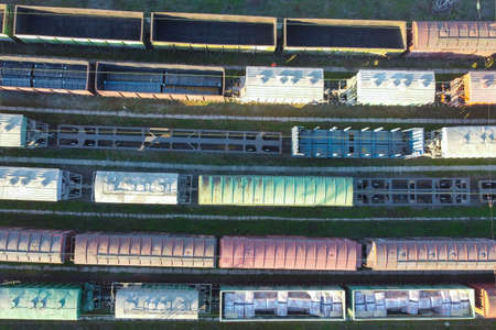 Freight train cars on railway siding