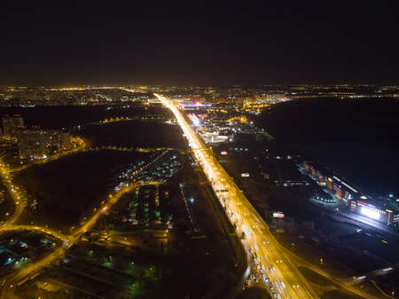 Night motorway aerial viewの写真素材