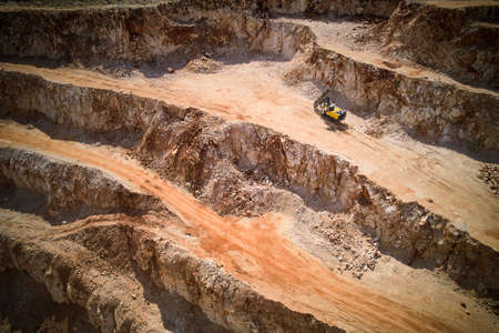 Ledges of open pit sand quarry