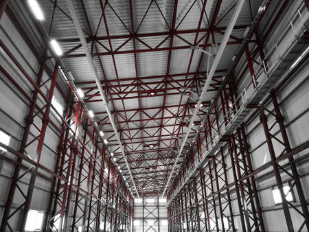 Framework of industrial warehouse or hangarの写真素材