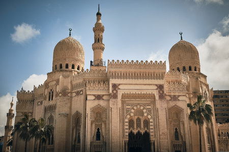 Exterior of Abu al-Abbas al-Mursi Mosque in Alexandria, Egyptの写真素材