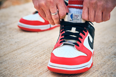 Nike Dunk Low EMB NBA 75th Anniversary Chicagoのeditorial素材